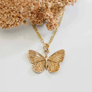 18 Inch Dimensional Butterfly Necklace - Bronze