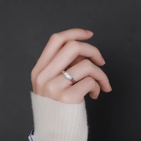 Marquise Green Moissanite Engagement Ring in 925 Sterling Silver