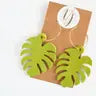 Leather Monstera Leaf Earrings