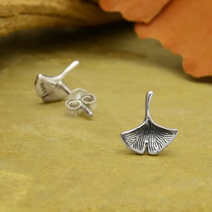 Sterling Silver Gingko Post Earrings