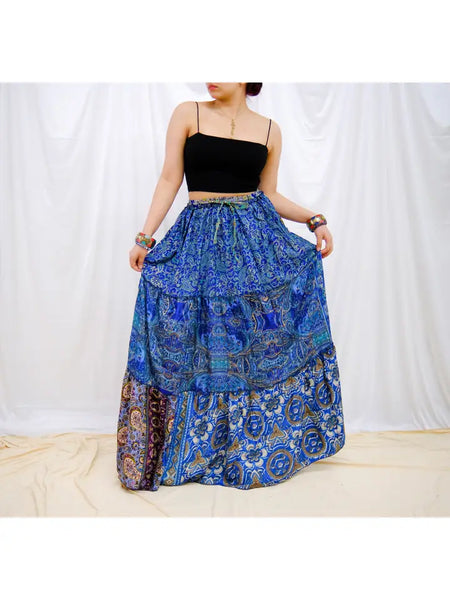 Flowy Tiered Patchwork Skirt