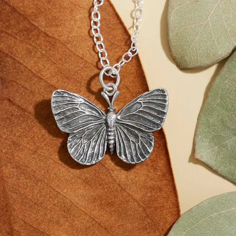 18 Inch Dimensional Butterfly Necklace - Sterling Silver