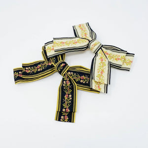 Parisian Embroidered Bow Barrette Set - Ellison + Young