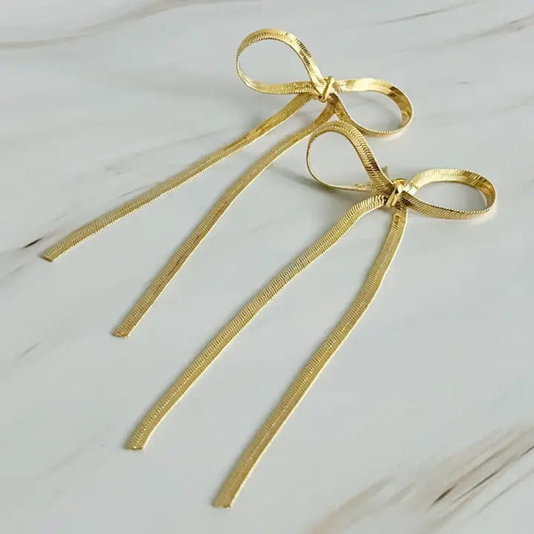 Long Drop Bow Earring