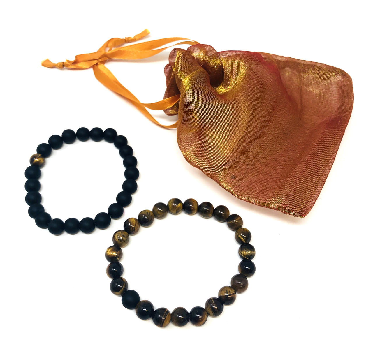 Tiger Eye and Black Agate Couples Bracelet