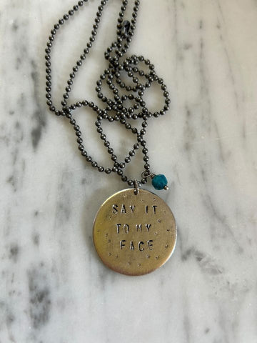 Say It To My Face Necklace w/ apatite bead - Prettywar Desigs