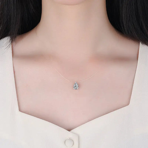 Pear Cut Moissanite Wedding Necklace in 925 Sterling Silver