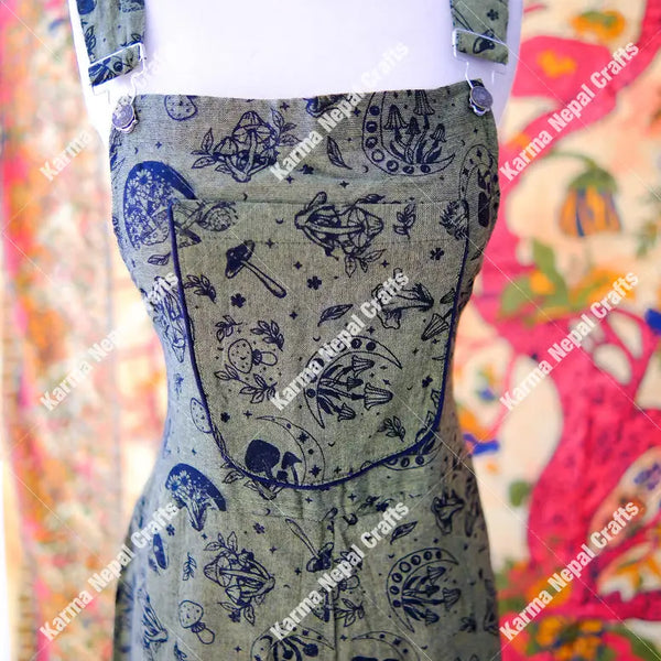 Magical Celestial/Mushroom Wide Leg Jumpsuit /green