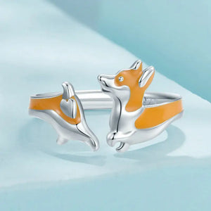 Welsh Corgi Sterling Silver Adjustable Ring