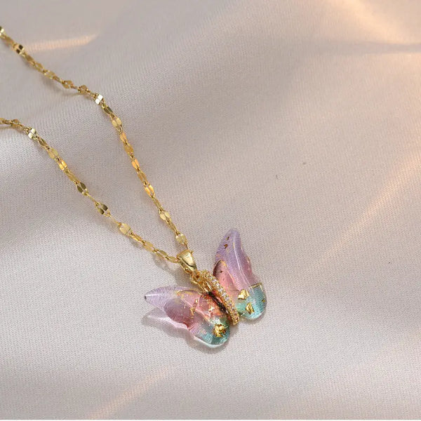 Colorful Butterfly Pendant Necklace