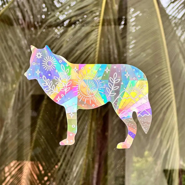 Luna Wolf Suncatcher Window Sticker