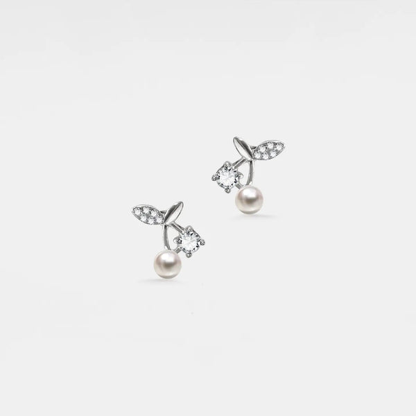 Dainty Pearl Cherry Stud Earrings