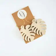 Leather Monstera Leaf Earrings