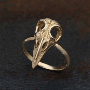 Bronze Raven Skull Ring