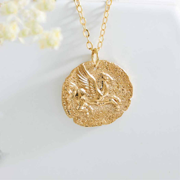 Bronze Ancient Pegasus Coin Necklace