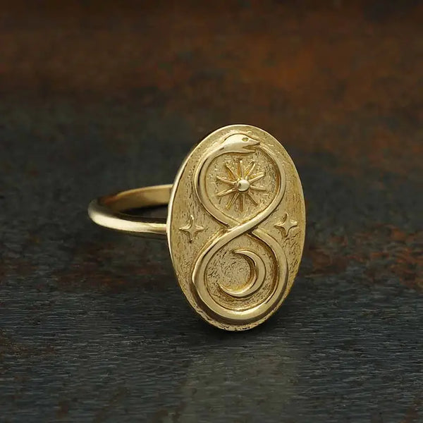 Bronze Infinity Snake Ring