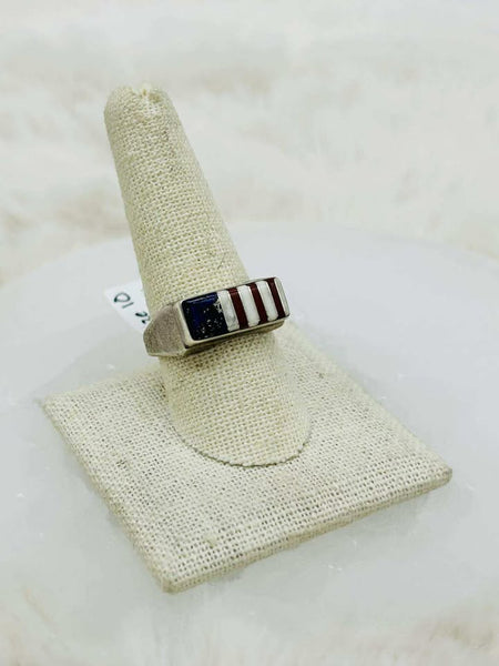 Sterling Silver American Flag Ring - Size 10 - Marcia Nickols Collection