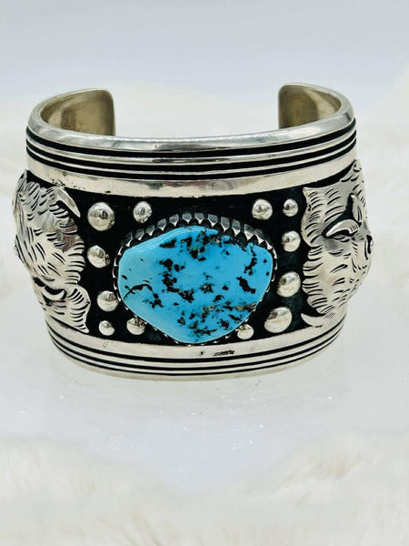 Sterling Silver Tommy Singer Turguoise Cuff - Marcia Nickols Collection