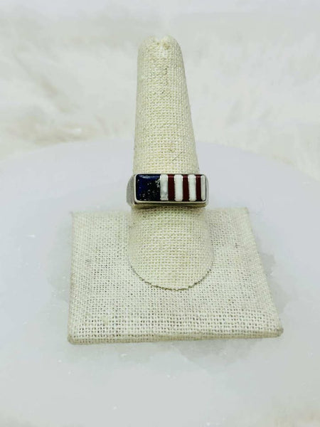 Sterling Silver American Flag Ring - Size 10 - Marcia Nickols Collection