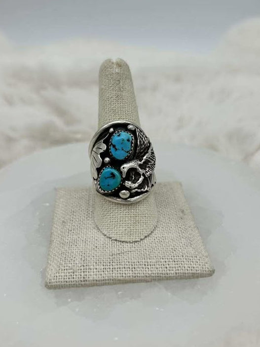 Sterling Silver Turquoise Eagle Ring - Size 10 - Marcia Nickols Collection