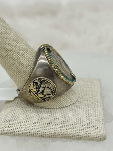 Sterling Silver Indian Head Nickel Ring - Size 12 - Marcia Nickols