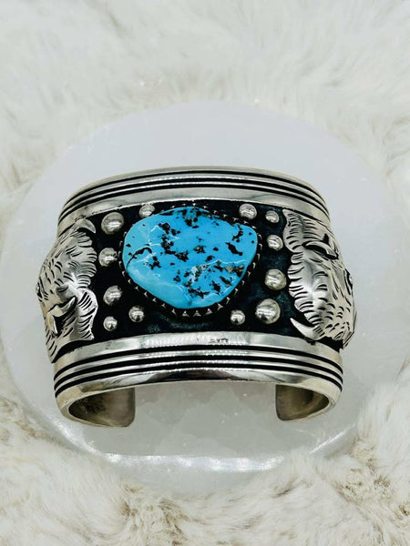 Sterling Silver Tommy Singer Turguoise Cuff - Marcia Nickols Collection