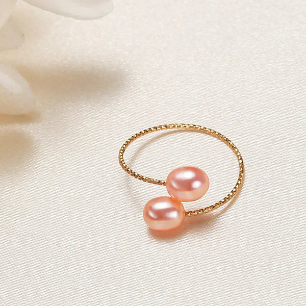 Double Pearl Three Row Adjustable Copper Stacking Ring
