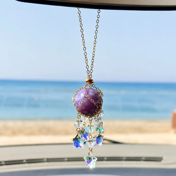 Crystal Car Suncatcher – Rear View Mirror Rainbow Charm