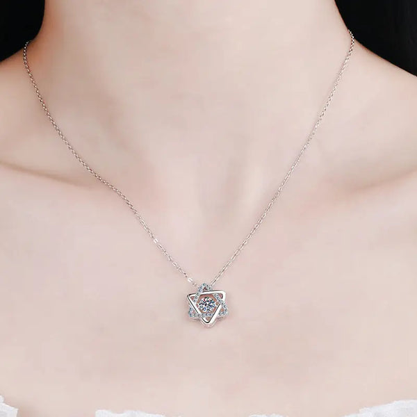 Star of David Moissanite Necklace in 925 Sterling Silver