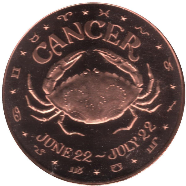 Zodiac Design 1 oz Pure .999 Copper Round Bullion Coin in Capsule