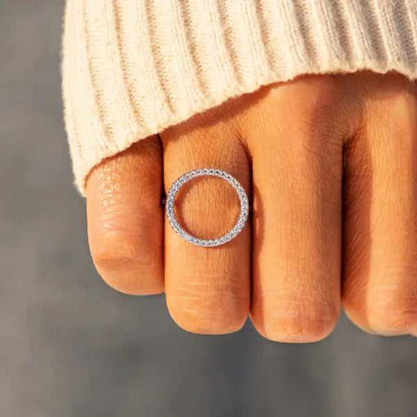 Minimalist Pave Circle Statement Ring in 925 Sterling Silver