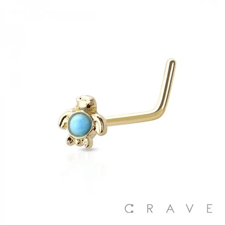 Turquoise Sea Turtle Shape 316L Surgical Steel Nose Stud
