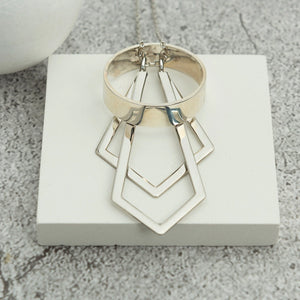 Sterling Silver Double Geometric Ring Holder Necklace