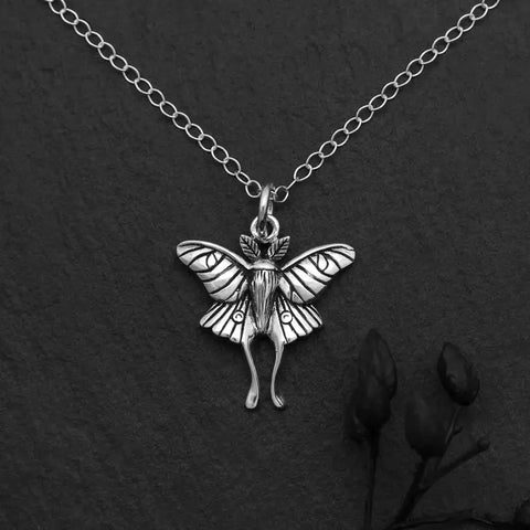 Sterling Silver Luna Moth Charm Necklace