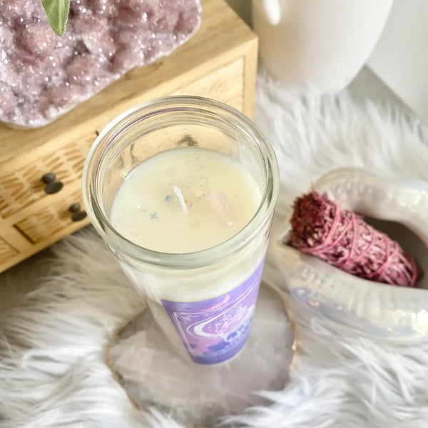 Lunastry Soy Wax & Crystal Candles - Moon Prayer Candle
