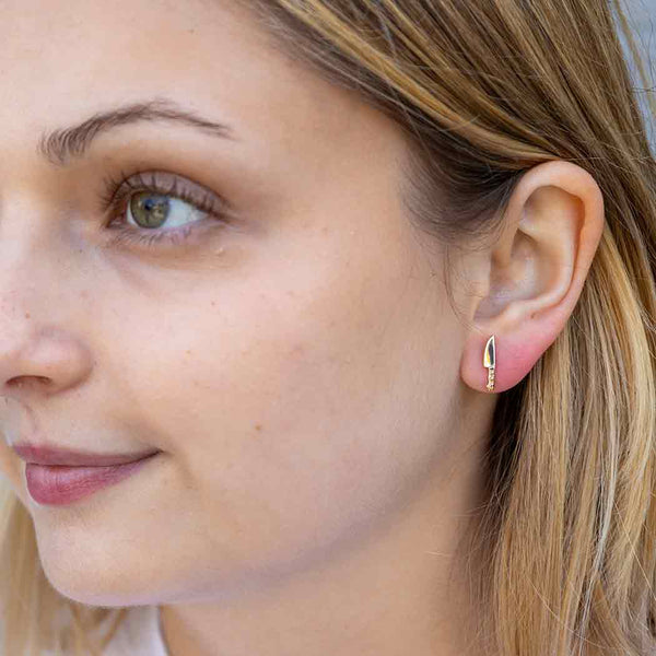 Bronze Kitchen Knife Post Earrings 13x3mm