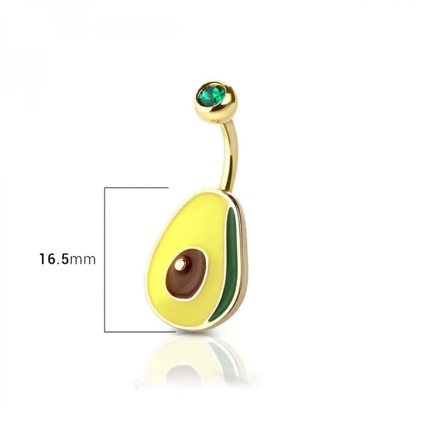 Avocado 316L Surgical Steel Navel Ring - Gold