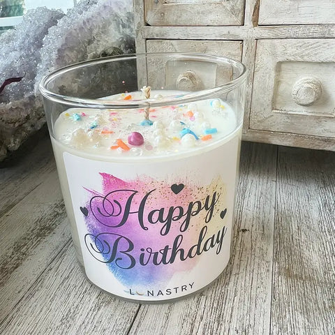 Lunastry Soy Wax & Crystal Candles - Happy Birthday Sprinkles