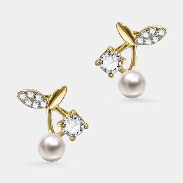 Dainty Pearl Cherry Stud Earrings