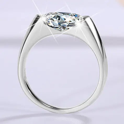 Marquise Moissanite Engagement Ring in 925 Sterling Silver