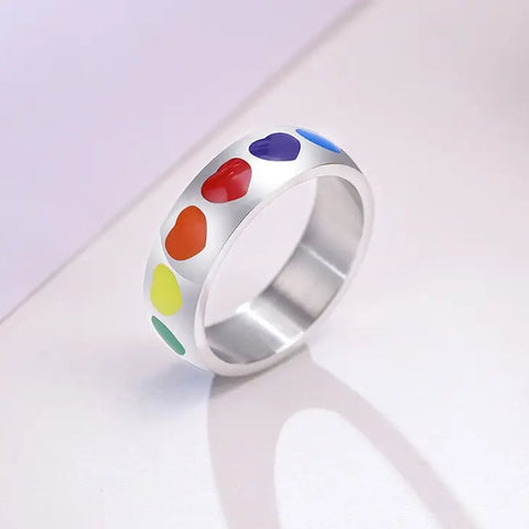Rainbow Heart LGBTQ Pride Couple Ring