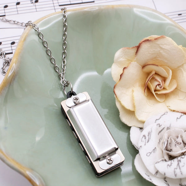 Silver Harmonica Necklace
