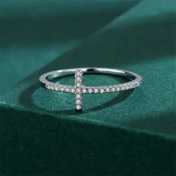 Moissanite Sterling Silver Cross Engagement Ring