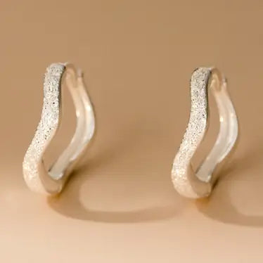 Ocean Sea Wave Matte Hoop Earrings