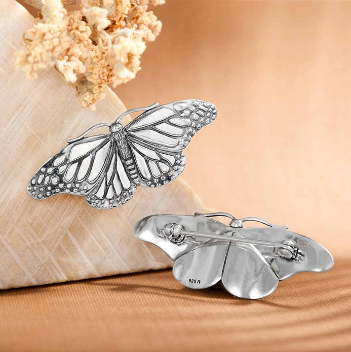 Sterling Silver Monarch Butterfly Brooch