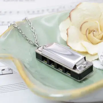 Silver Harmonica Necklace