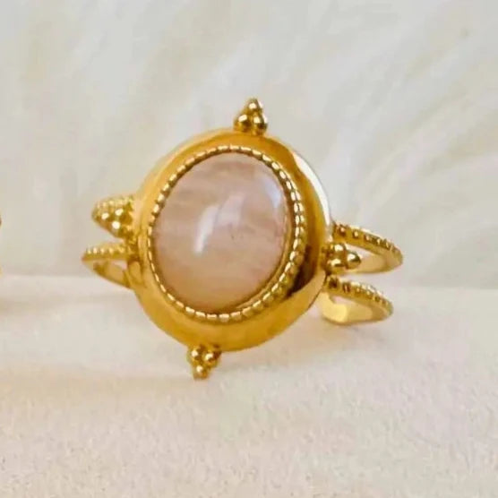 Adjustable Rose Quartz Gem Ring