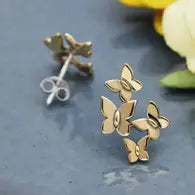 Bronze Butterfly Cluster Post Earrings