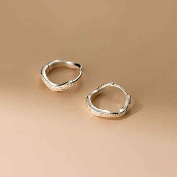 Ocean Sea Wave Matte Hoop Earrings