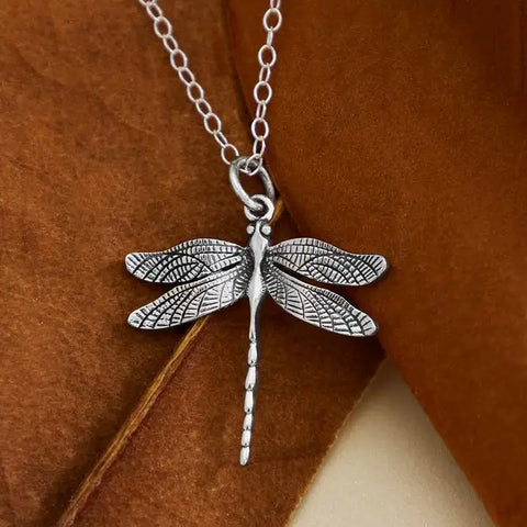 Sterling Silver Dragonfly Necklace 18 Inch